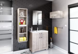 salle de bain YOU meuble sur pied en bois avec miroir colonne et étagères