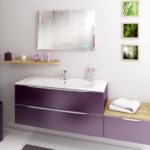 Salle de bain YOU meuble suspendu violet et miroir - Nos produits - Cuisines Debard